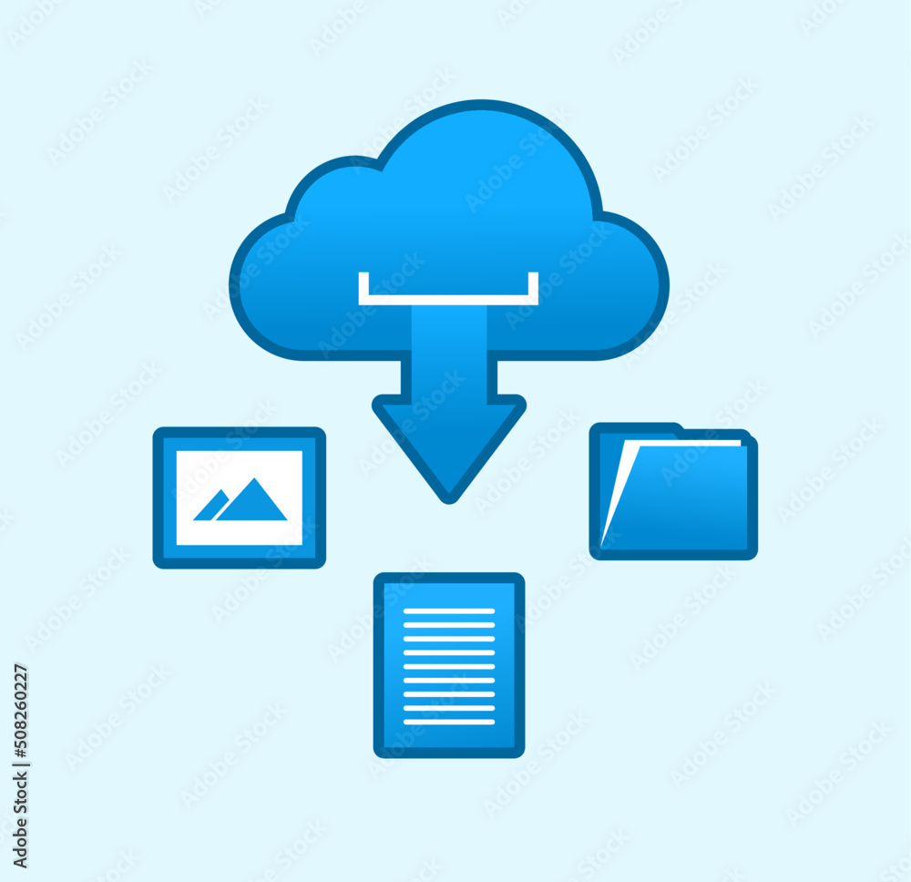 Poster cloud service database storage icon vector illustration for digital startup branding or graphic elem