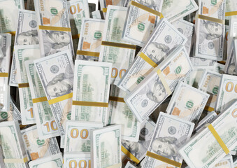 Large pile of one hundred united states dollar bill large resolution for business, finance, news background