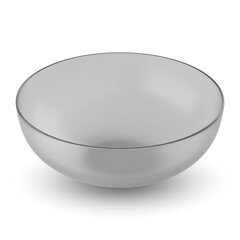 Empty glass bowl isolated on white background. 3D rendering