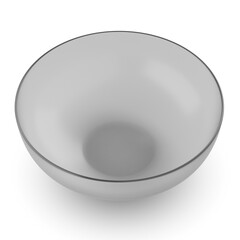 Empty glass bowl isolated on white background. 3D rendering