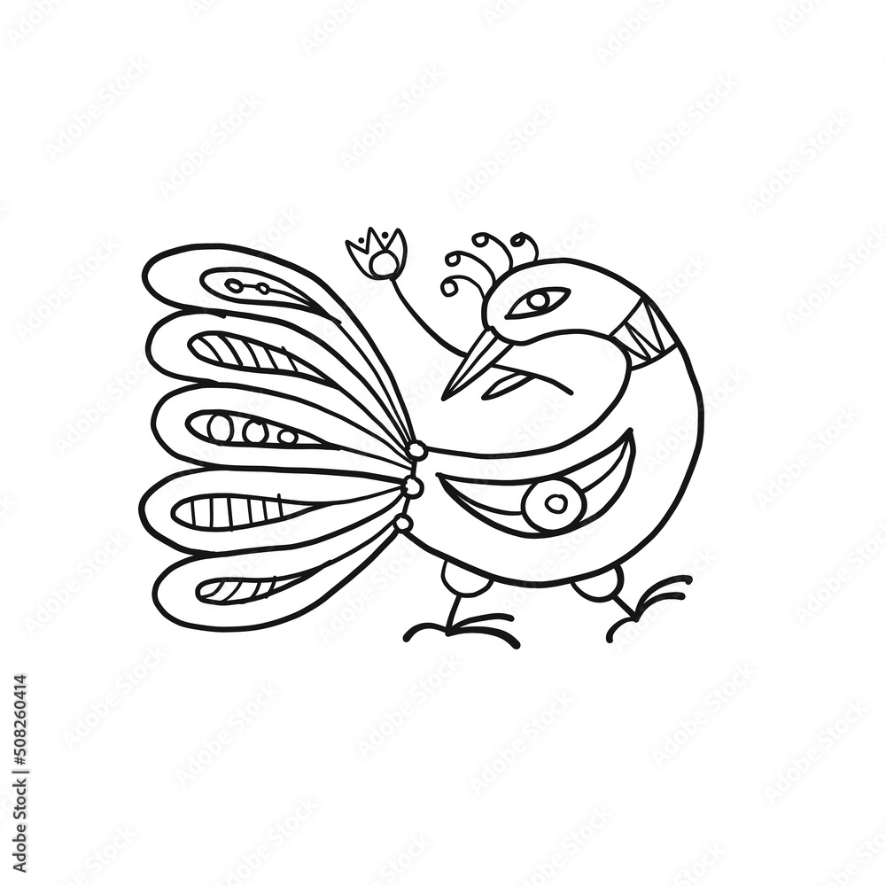 Poster magic bird isolated on white. art for your design
