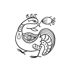 Magic bird isolated on white. Art for your design