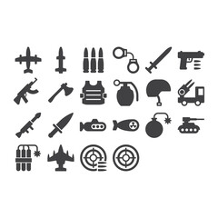 Military Weapon Icons Set Sign Symbol