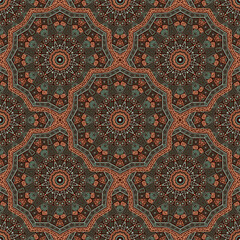 Round medallion vector seamless pattern.