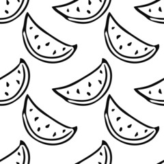 seamless watermelon pattern. vector doodle illustration with watermelon. pattern with watermelon