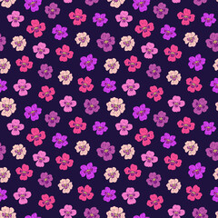 Seamless vector pattern of violets flowers. Background for greeting card, website, printing on fabric, gift wrap, postcard and wallpapers. Pansy flowers.