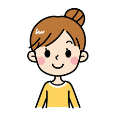 微笑む若い女性のイラスト　主婦　お母さん　素材　かわいい