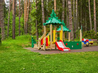 Children's colorful outdoor playground. Facilities for children's games.  