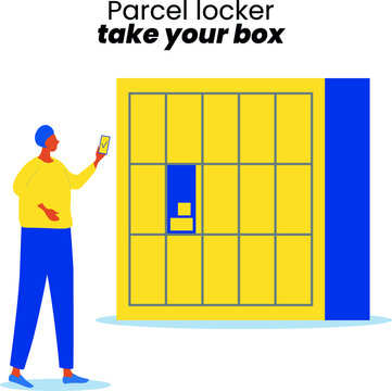 Vector icon of a parcel locker. Your box is inside.