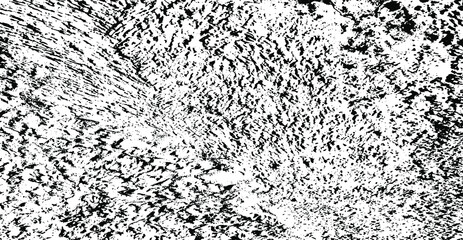 Monochrome texture composed of irregular graphic elements. Distressed uneven grunge background. Abstract vector illustration. Overlay for interesting effect and depth. Isolated on white background.