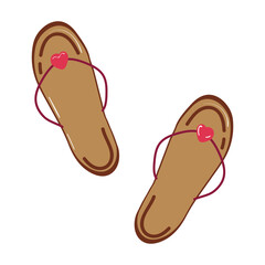 Flip flops slippers in flat naive style. Vector flat illustration
