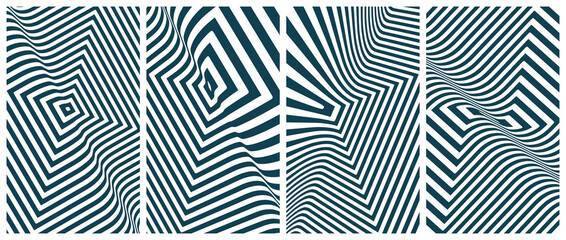 Optic art illustration of black and white squares. The geometric background by stripes. 3d vector pattern for brochure, annual report, magazine, poster, presentation, flyer or banner.