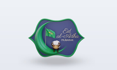 3d eid al adha Brazil flag rendering front view