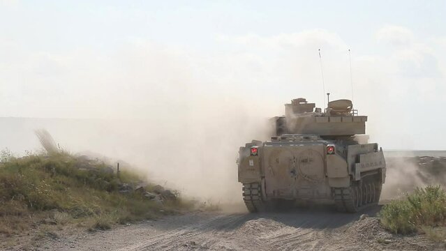 Military Vehicle Stationary firing during Training