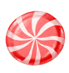 Red Swirl candy Christmas festival candy hand drawing painting illustration
