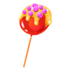 Caramalized Candy lollipop stick hand drawing illustration