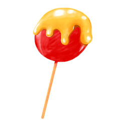 Caramalized Candy lollipop stick hand drawing illustration