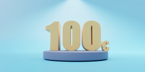 Gift card, 100 dollar voucher template. Discount, pastel color shop value check coupon. 3d render