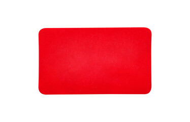 Red paper sticker label isolated on white background