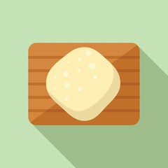 Dough on wood icon flat vector. Wheat cake