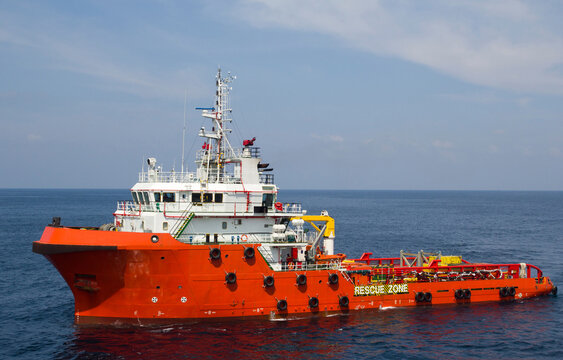 Oil Rigs And Supply Boat