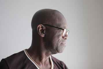 portrait profile of a mature black man