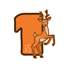 deer Birthday Number 1 Monogram design deer One