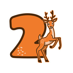 deer Birthday Number 2 Monogram design deer Two