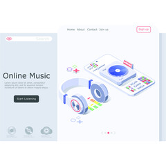 Landing page concept music streaming Illustration isometric