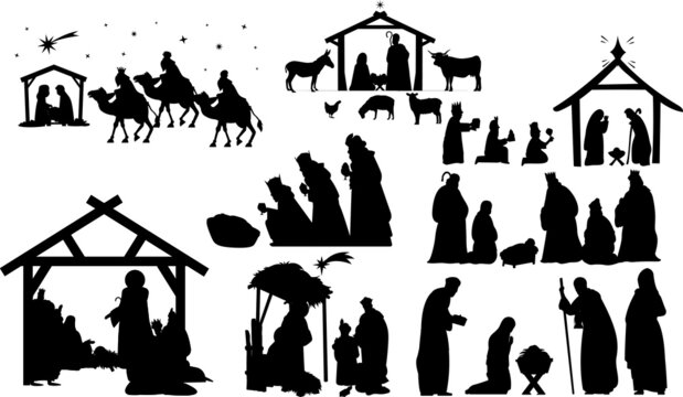 Nativity Scene Illustrations SVG Christmas Nativity