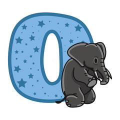 elephant Birthday Number 0 Monogram design elephant Zero