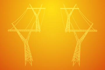 Power transmission tower high voltage pylon wireframe