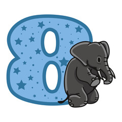 elephant Birthday Number 8 Monogram design elephant Eight