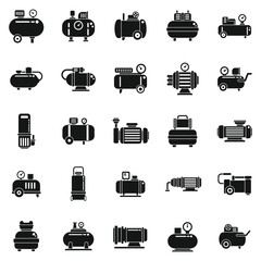 Compressor icons set simple vector. Air car - obrazy, fototapety, plakaty