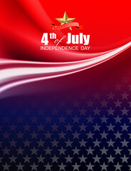 Abstract blue and red gradient composition with America flag symbols