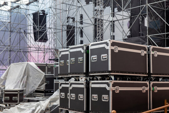 Box rack for transportation of concert equipment.