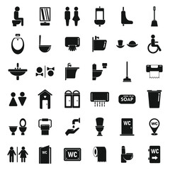 Wc icons set simple vector. Toilet sign - obrazy, fototapety, plakaty
