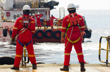 Oil rigs and supply boat