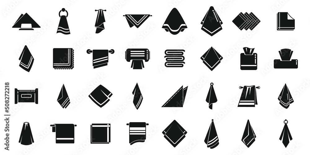 Poster handkerchief icons set simple vector. folded napkin