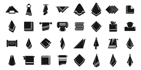 Handkerchief icons set simple vector. Folded napkin - obrazy, fototapety, plakaty