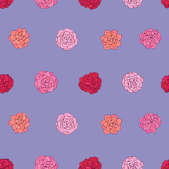 Seamless vector pattern of flowers. Background for greeting card, website, printing on fabric, gift wrap, postcard and wallpapers. Camellia flowers. 