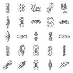 Chain link icons set outline vector. Bike link