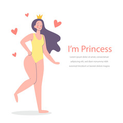 Body positive. Happy harmonious girl. Love your body. Vector illustration concept	