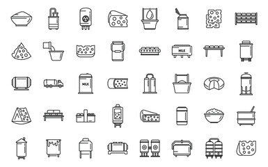 Cheese production icons set outline vector. Milk food