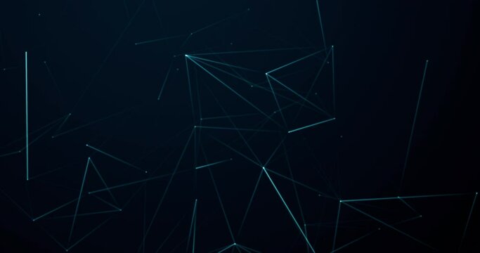 Abstract looped background with plexus transforming glowing lines. The concept of blockchain, neural networks, innovation, science, development and technology. 4K background for presentations, ads, ba