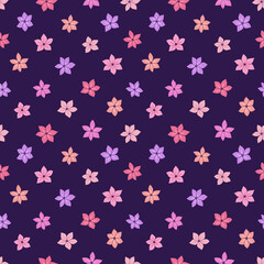 Fototapeta na wymiar Seamless vector pattern of flowers. Background for greeting card, website, printing on fabric, gift wrap, postcard and wallpapers. Phlox flowers.