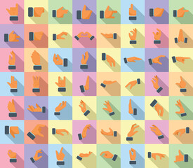 Hand gestures icons set flat vector. Shake finger