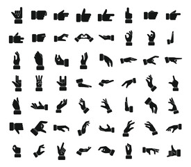 Hand gestures icons set simple vector. Shake finger