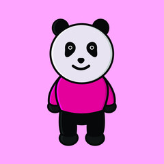 Fototapeta na wymiar Cute panda wear pink sweater mascot of illustratsion vector