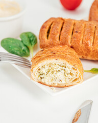savoury pastry with cottage cheese and spinach